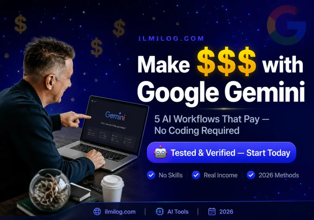earning money with Gemini AI money making tools on laptop 2026