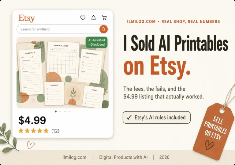 How to make and sell AI-generated printables on Etsy — shop mockup with pricing