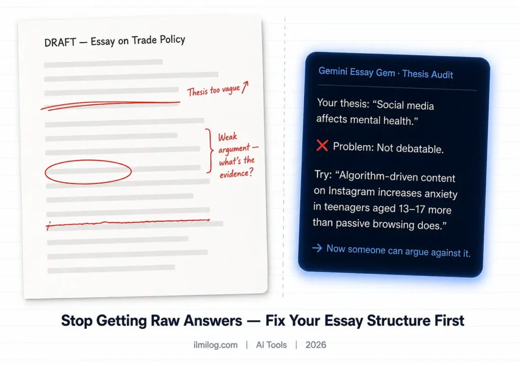 Gemini Gems for essay writing structure editor 2026