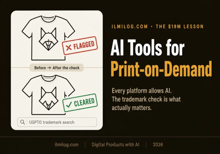 AI tools for creating print-on-demand designs — trademark check before and after
