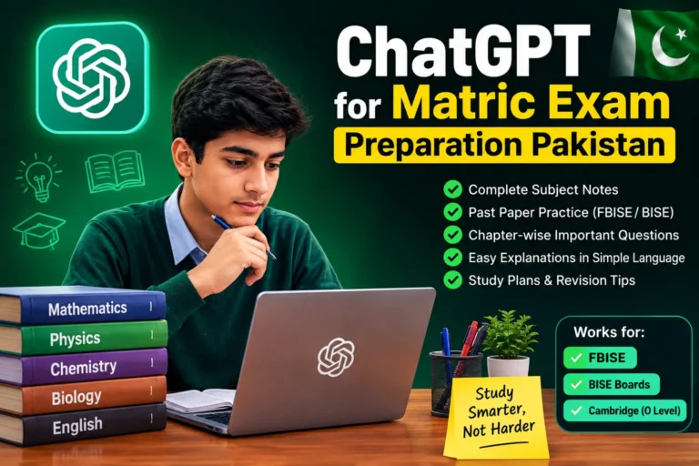 ChatGPT for matric exam preparation Pakistan