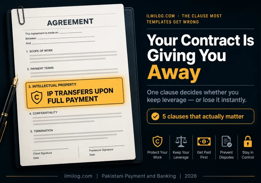 Freelance contract template Pakistan — IP transfer clause highlighted